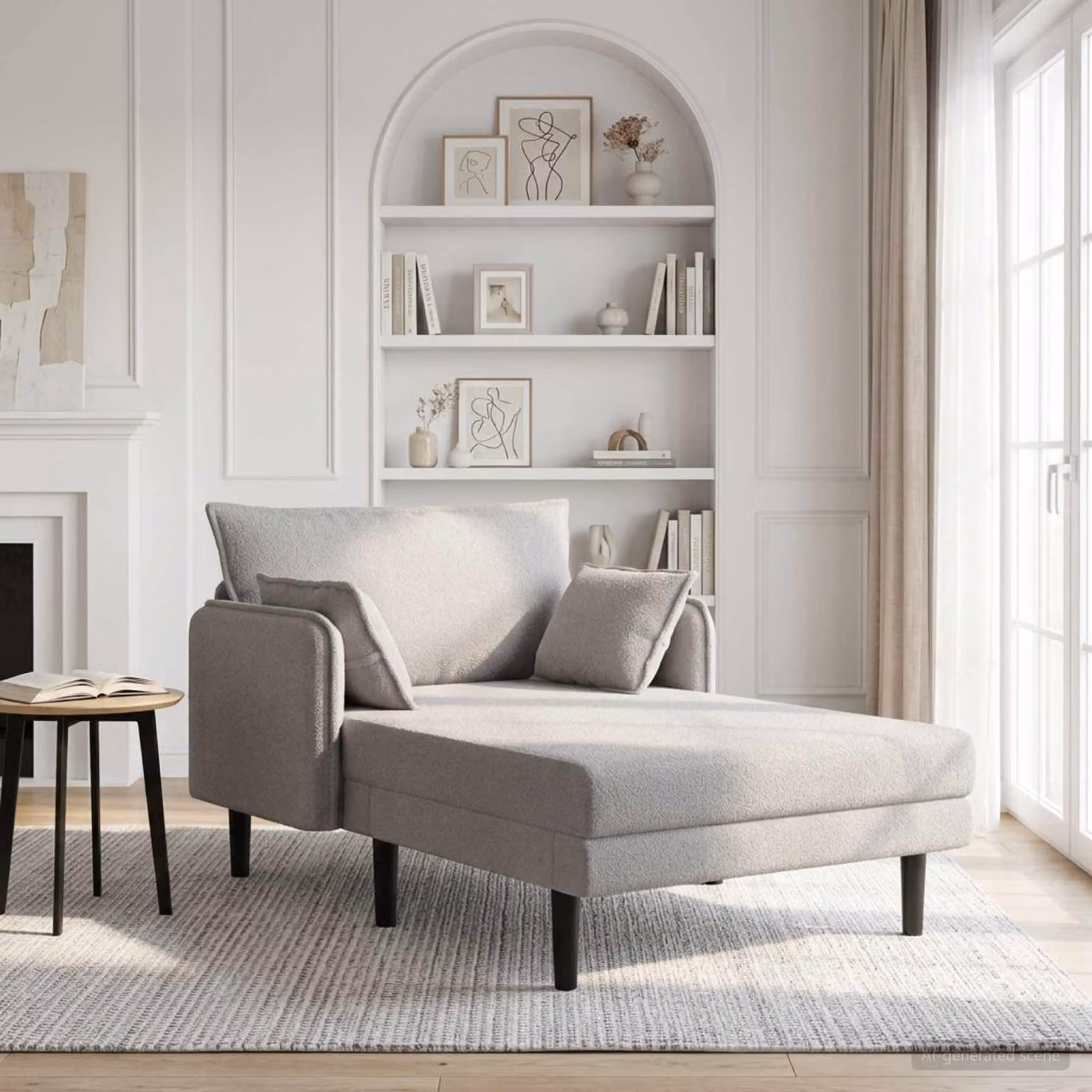 vidaXL Chaise longue oversize moderna in tessuto bouclé grigio con cuscini inclusi L: 173 cm, P: 114 cm, H: 86 cm