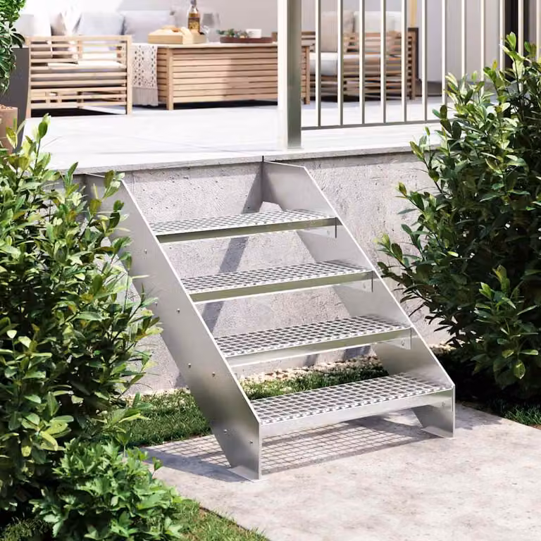 Gradino in griglia vidaXL in acciaio zincato color argento L 70 cm x P 24 cm x H 7 cm