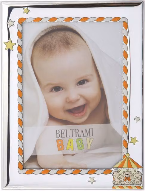 Portafoto a giostra per bambini Beltrami Miro Silver in metallo e legno per foto 10x15 cm