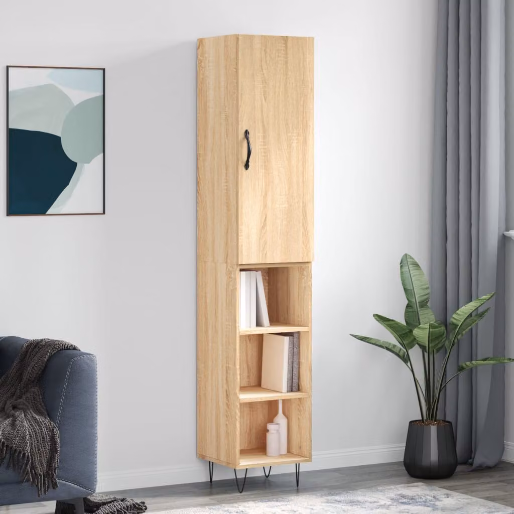 Credenza moderna vidaXL in legno multistrato color rovere sonoma, L/P/H: 180 x 34,5 x 34 cm