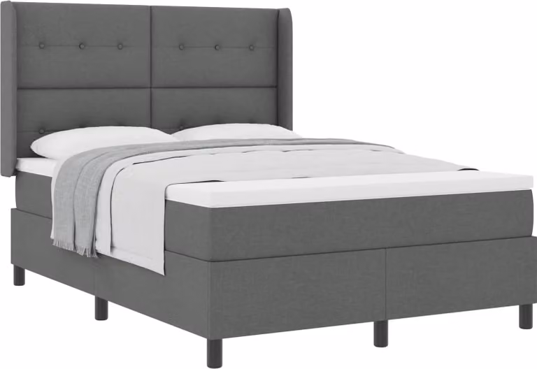 Letto a molle con materasso Grigio scuro 190 x 140 cm Tessuto