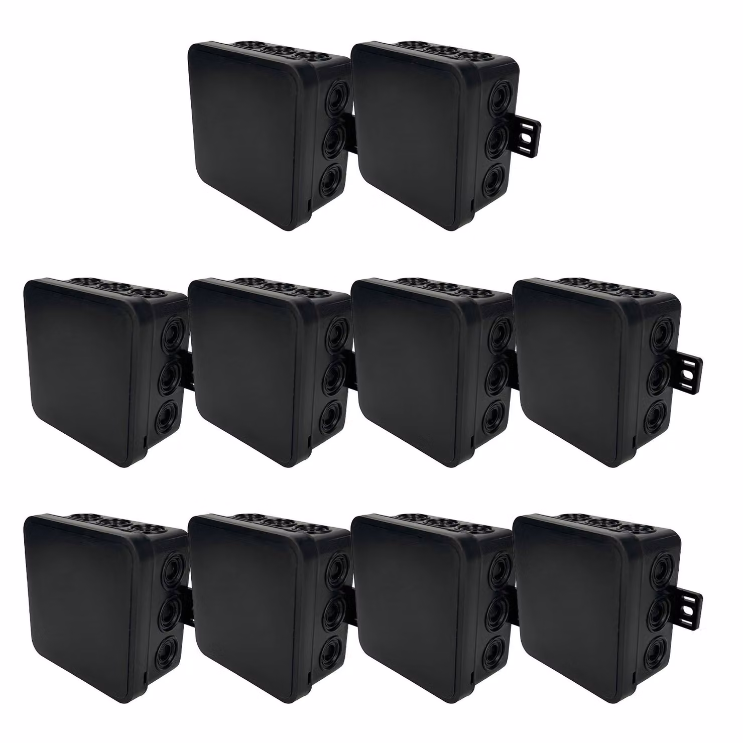 10x Scatola di giunzione elastica a montaggio superficiale 100x100x41mm IP54 12 click-in con punti di interruzione predeterminati nero V7 EDO777920 EDO Technic