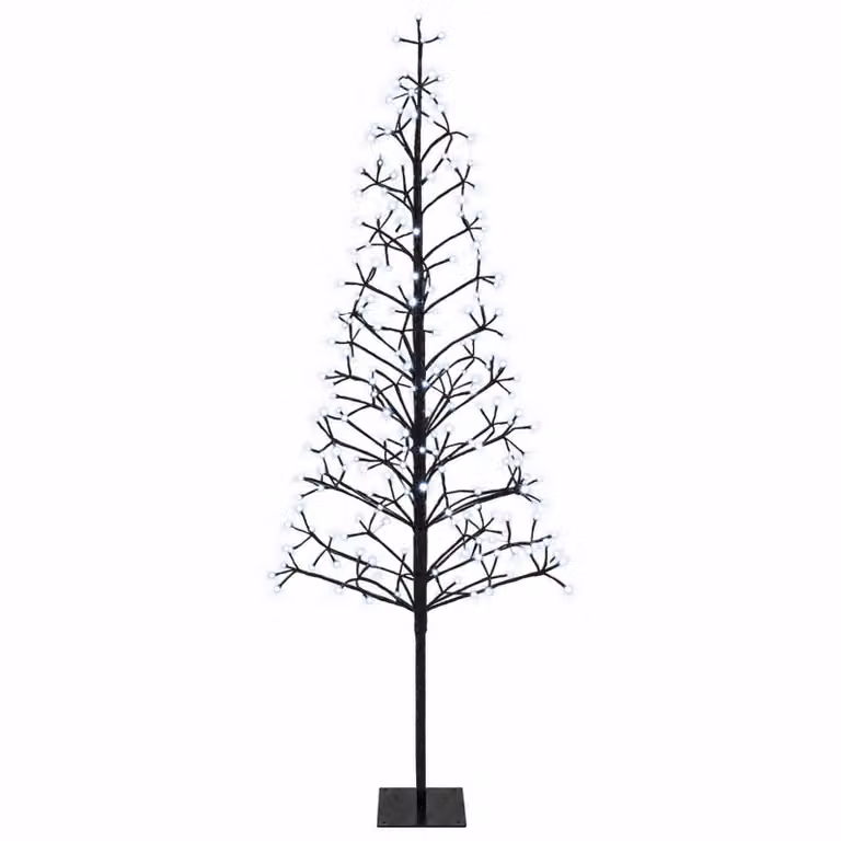 vidaXL Albero di Natale con luci LED Nero 180 cm Acciaio 196 LED