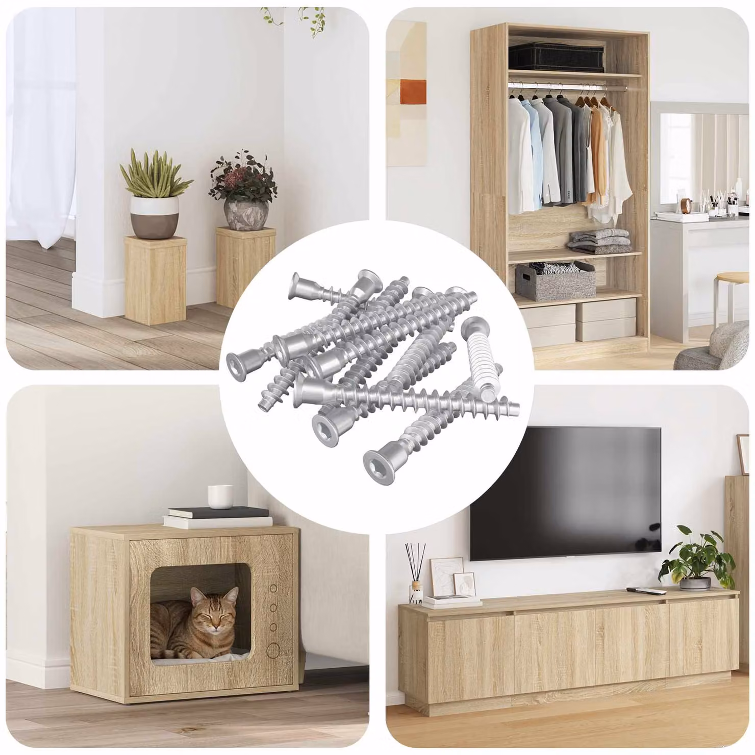 Set di 12 viti da legno vidaXL in acciaio galvanizzato argento Ø 7 x 58 mm con esagono interno