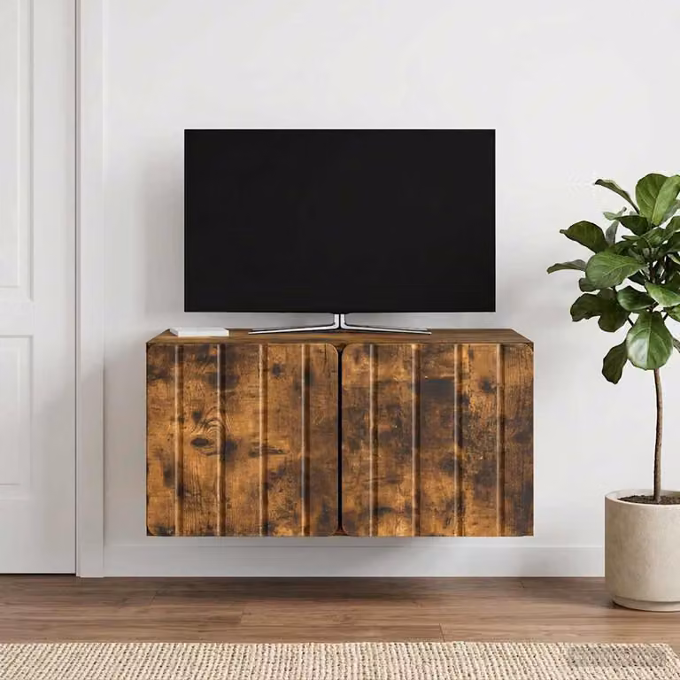 Mobile Porta TV da Muro vidaXL in Rovere Fumo, L/P/H: 59,5 x 41 x 30 cm