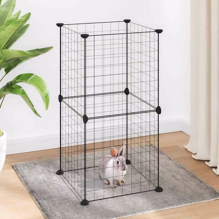 vidaXL Gabbia per Animali Domestici in Acciaio con 8 Pannelli, Nero, L/P/H: 35 x 35 x 70 cm