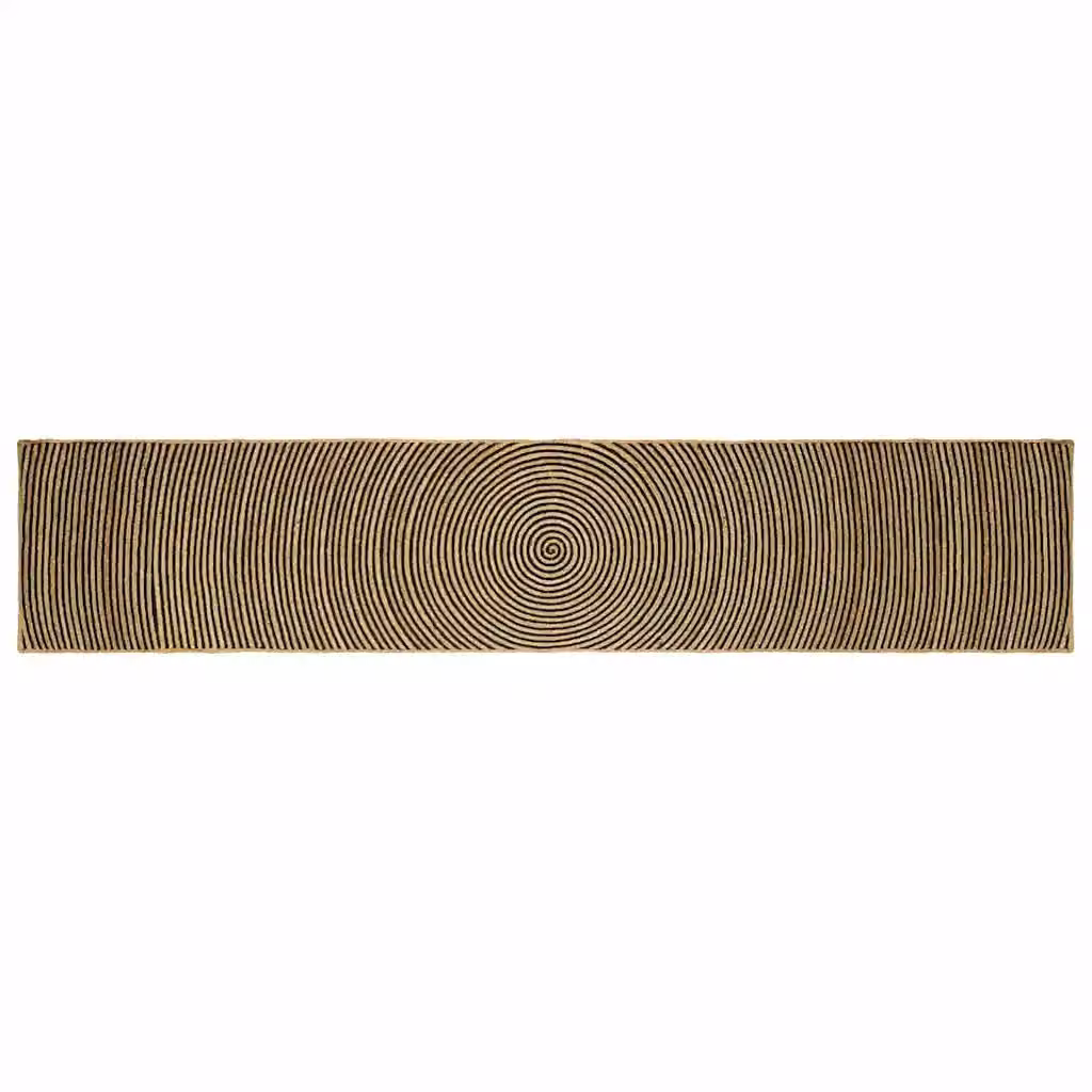 Tappeto in juta lavabile nero e beige per soggiorno e corridoio L: 400 cm, P: 80 cm – 2