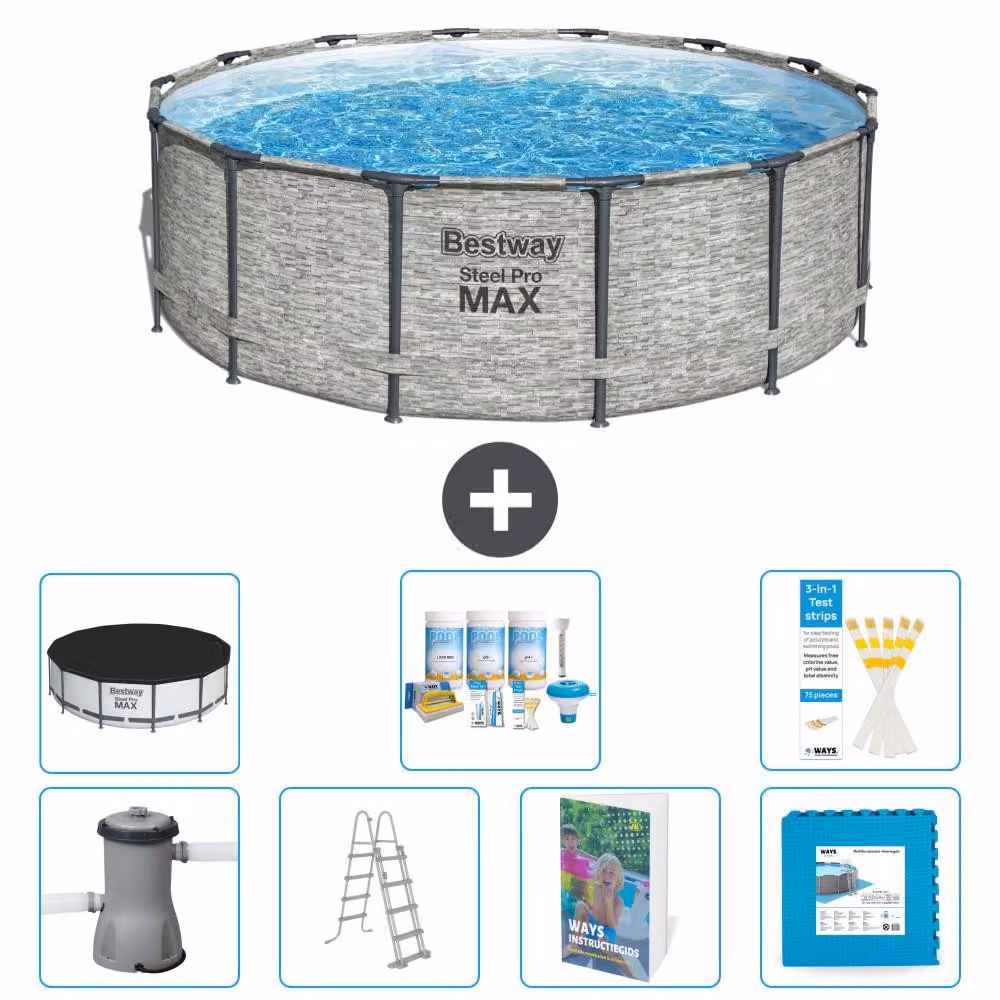 Piscina gonfiabile Bestway Steel Pro MAX, rotonda, 427x122 cm, composta da 6 parti, modello S536