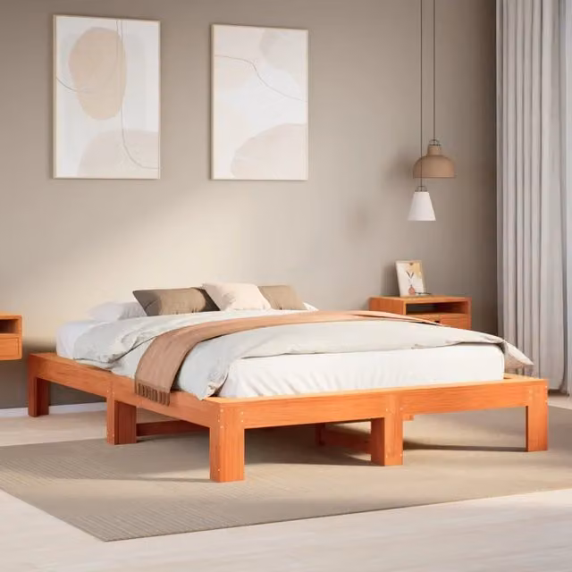 Letto senza Materasso Marrone Cera 150x200 cm in Legno di Pino 3308737