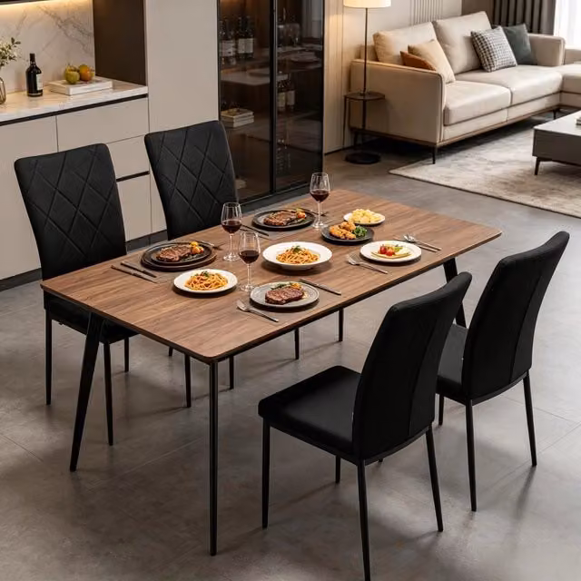 Set da 4 sedie imbottite in velluto nero REDOM L/P/H: 42 x 59 x 94,5 cm