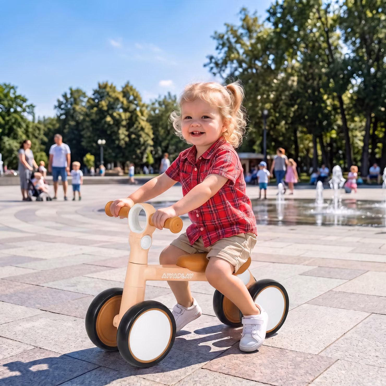 AIYAPLAY Bici senza pedali per bambini 1-2 anni con sella e manubrio regolabili e struttura pieghevole, Rosa, L 57 x P 28,5 x H 40 cm – 2