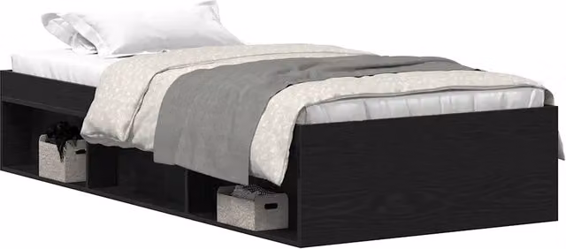 Letto singolo per adulti Design In in legno e MDF nero con doghe fisse L/P/H: 200 x 100 x 35 cm – 1
