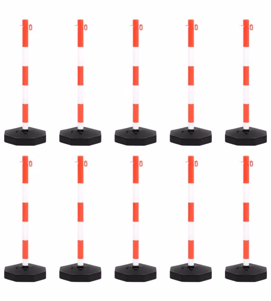 Set di Pali Stradali con Catena in Plastica di 10 m