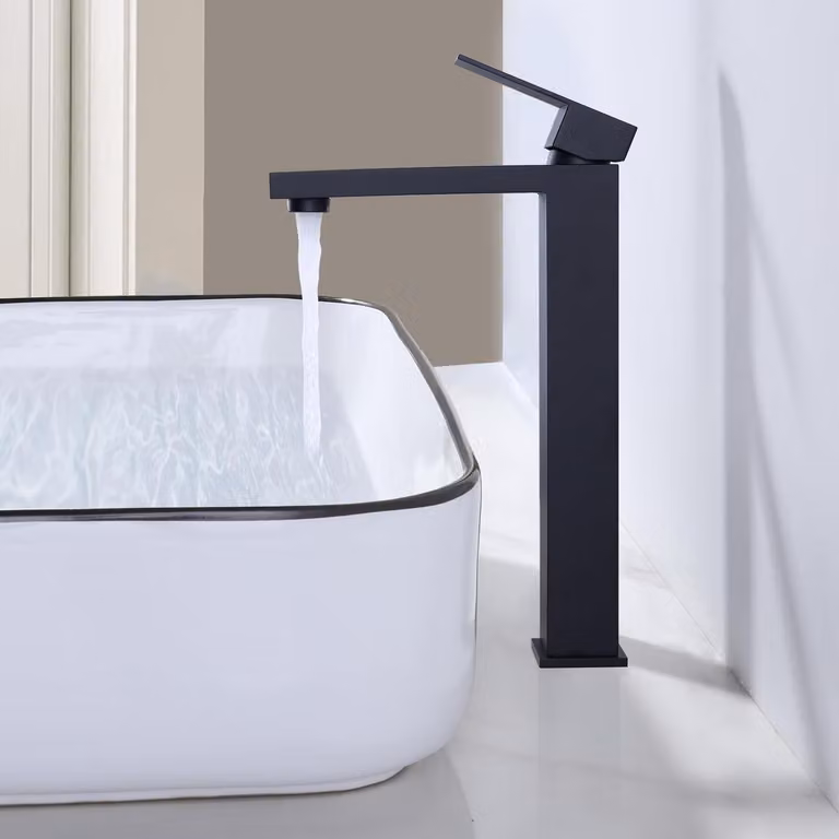 Rubinetto da bagno, acciaio inossidabile 304, nero, grande, monoblocco