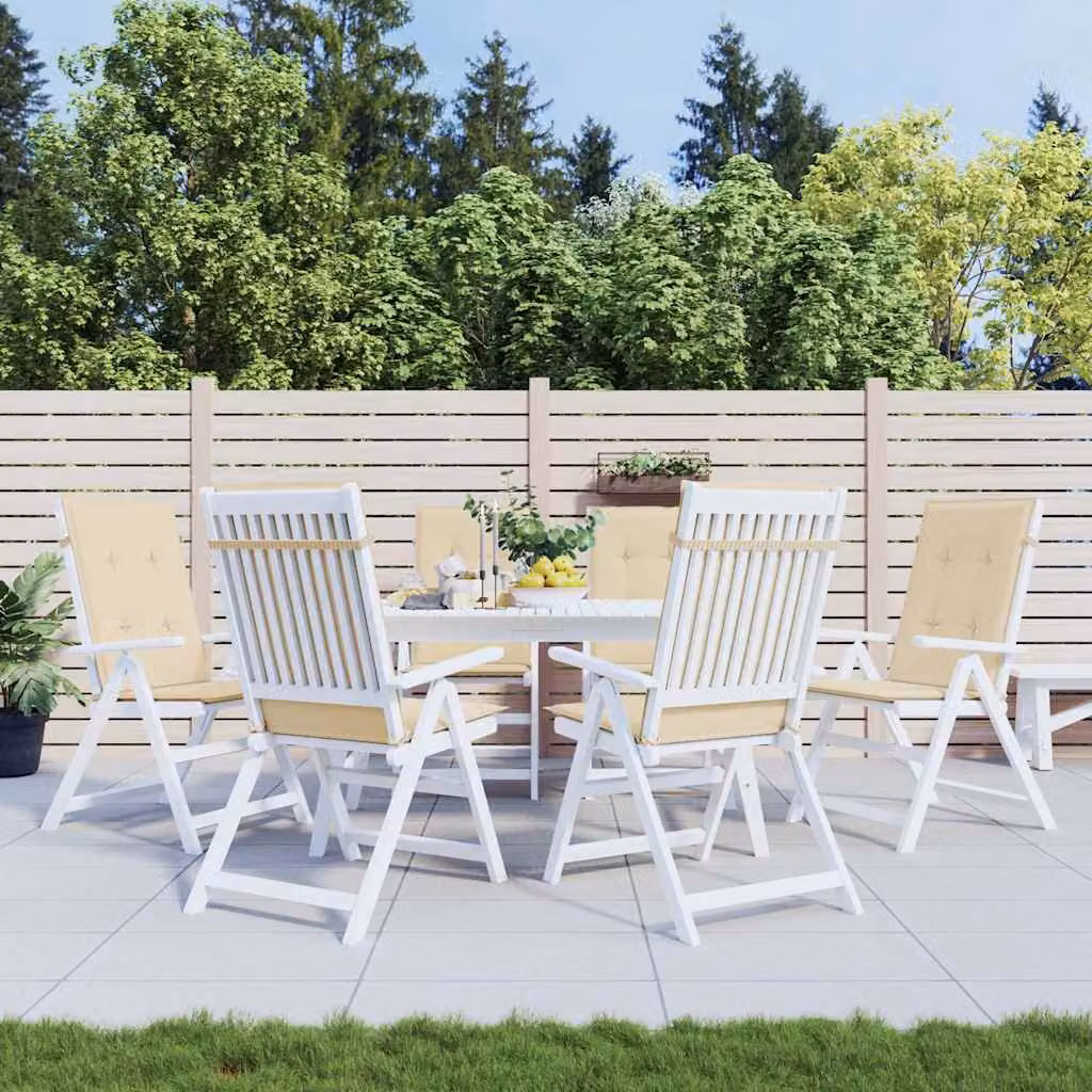 Set di 6 cuscini per sedie vidaXL in tessuto beige, impermeabili e resistenti ai raggi UV, L 120 cm x P 50 cm x H 3 cm