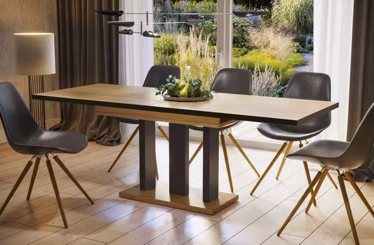 Endo-Möbel tavolo da pranzo Appia Special 130 - 210 cm bicolore tavolo a colonna allungabile tavolo da cucina (rovere naturale)