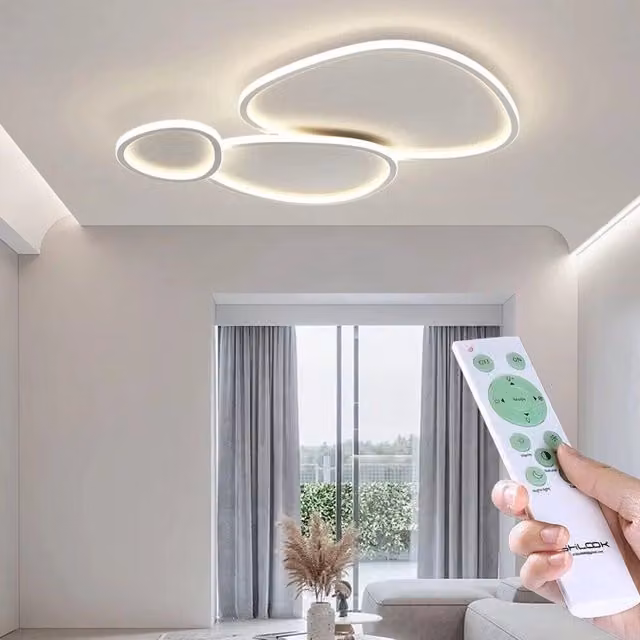 Plafoniera LED moderna bianca da soffitto con tecnologia Bluetooth, 100W, dimmerabile con telecomando e 3 tonalità di luce – 1