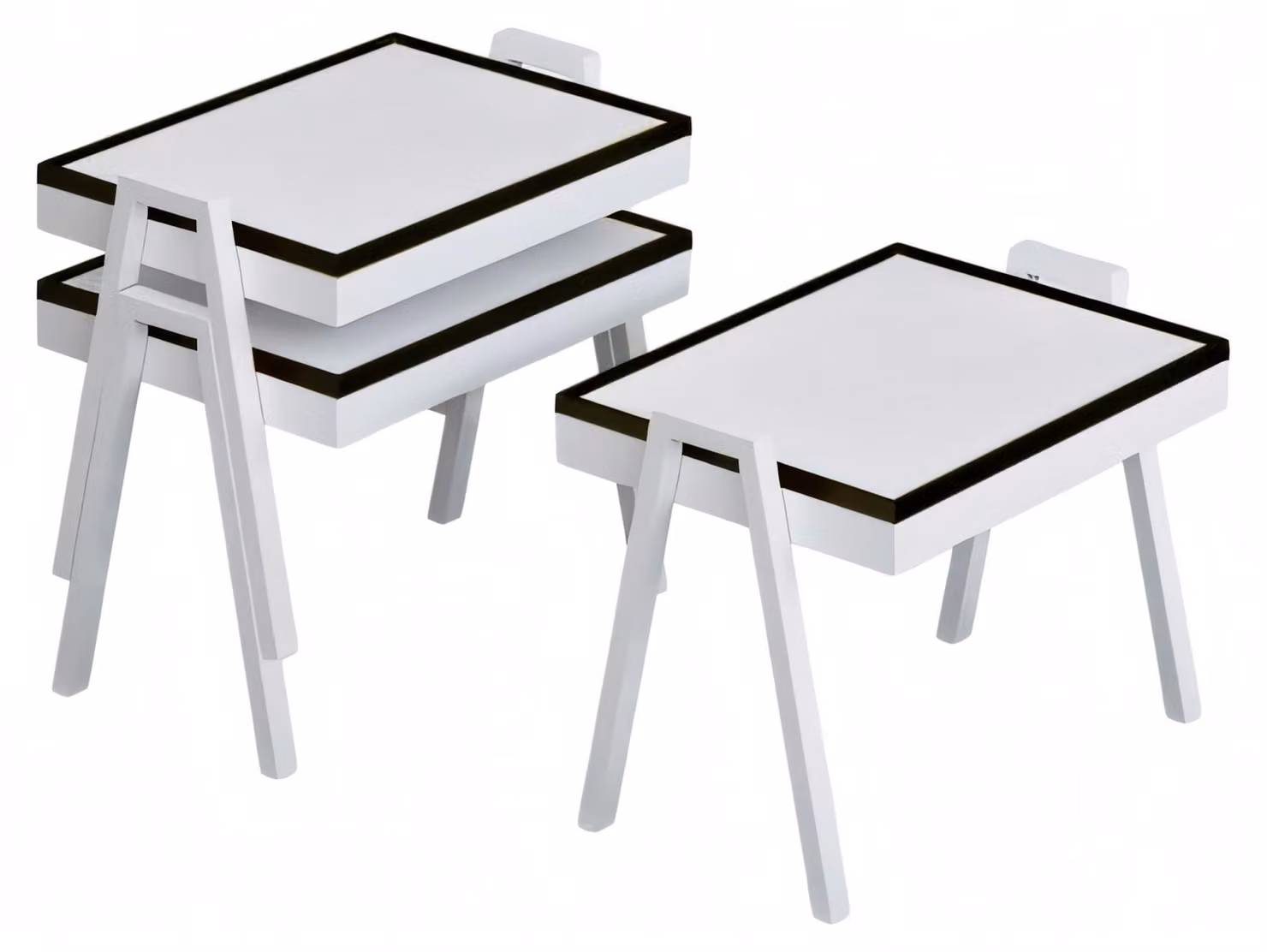 Elegantes weißes Couchtisch-Set aus Holz modernes Design