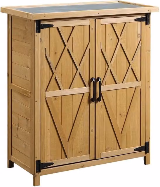 Cassa da Giardino in Legno - Esterno - Deposito - 4 Pannelli - 1 Compartimento - Chiusura Magnetica - Resistente ai Tempi - 75×40×90cm