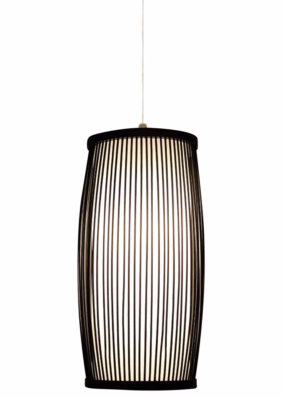 Fine Asianliving Bamboo Hanging Lamp Lampada a sospensione Nero fatto a mano - Elliot D18xH33cm Lampada a sospensione Illuminazione Paralume di bambù Tessuto Lampada Illuminazione Rotan