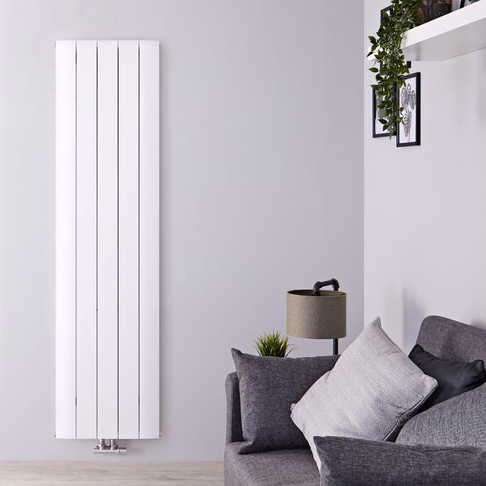 Radiatore Verticale Design Alluminio Bianco 1800x470mm 1050W - Alta Resa - Stile Moderno - Aurora