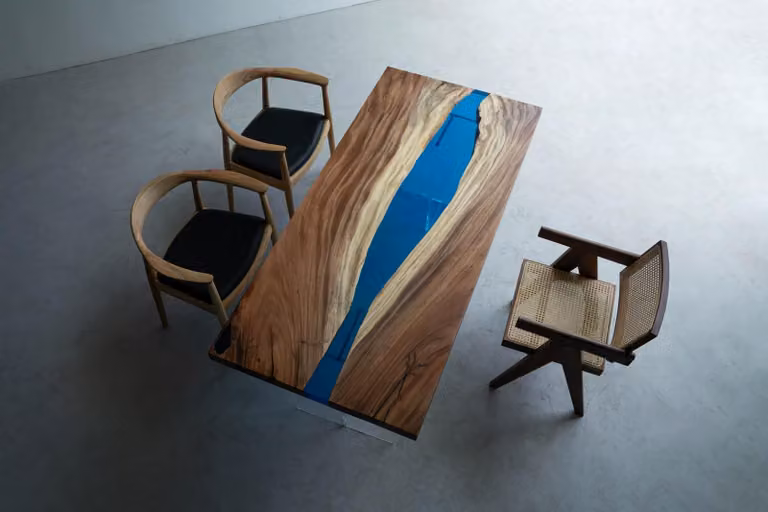 Esstisch River Table Massiv Tische 185x85cm Flusstisch Epoxidharz Meer Waterfall