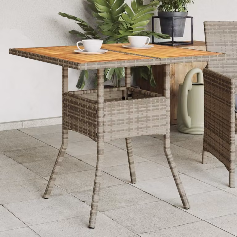 Maison Exclusive - Tavolo da giardino con piano in legno di acacia grigio 80x80x75 cm Poly Rattan