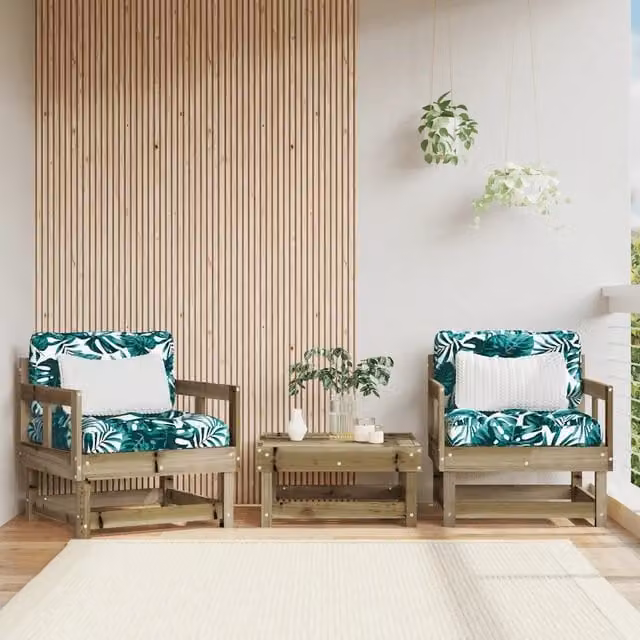 Sedia da patio-Sedie da Giardino con Cuscini 2 pz in Legno Impregnato di Pino 157453