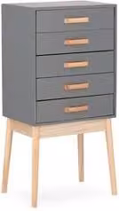Cassettiera moderna Yes Everyday in legno e MDF grigio per camera da letto