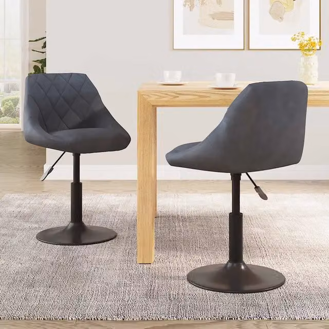 Set di 2 sedie da pranzo girevoli vidaXL in velluto grigio scuro con base moderna – 1