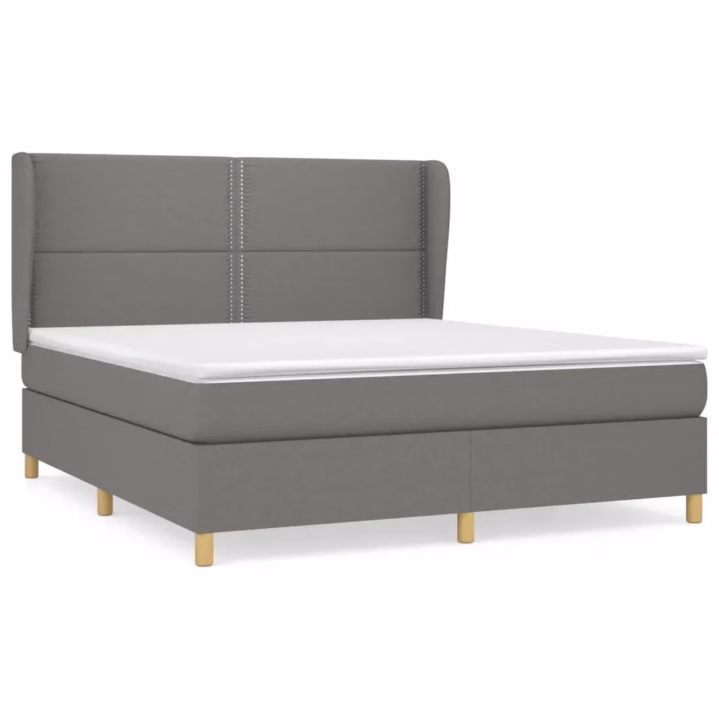 vidaXL Letto Ibrido con Materasso a Molle Grigio e Bianco L/P/H: 180 x 200 x 128 cm – 2