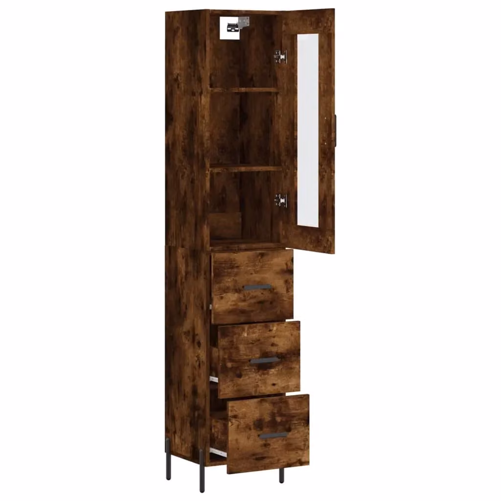 Mobile contenitore moderno con ante e cassetti in legno ingegnerizzato marrone per cucina o soggiorno L/P/H: 34,5 x 34 x 180 cm – 2