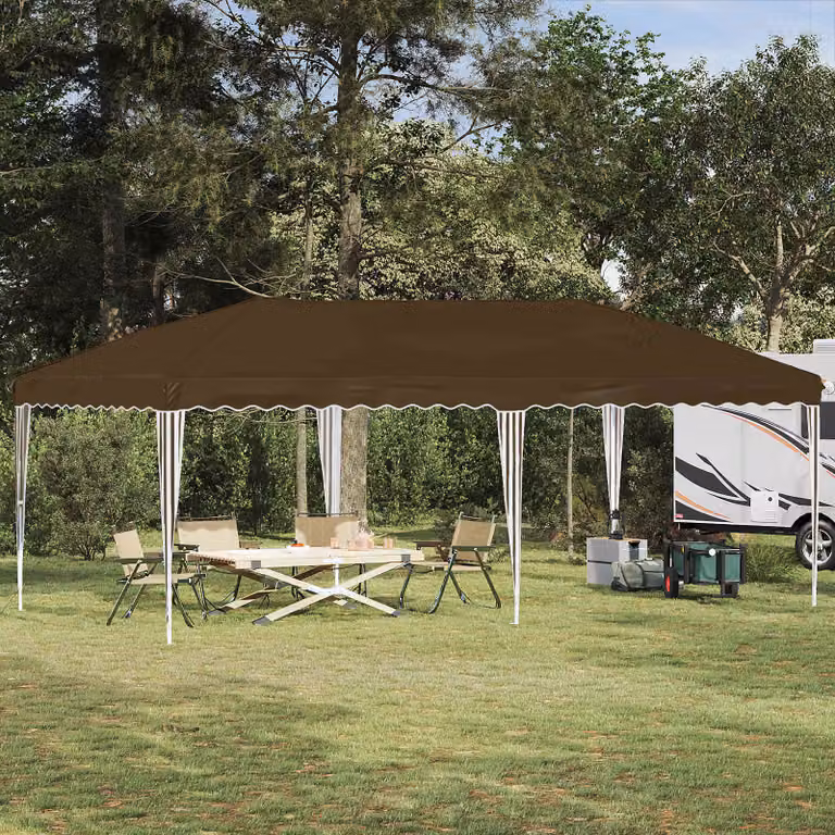 vidaXL Tenda per feste a pop-up beige e marrone L: 575 cm, P: 290 cm, H: 245 cm