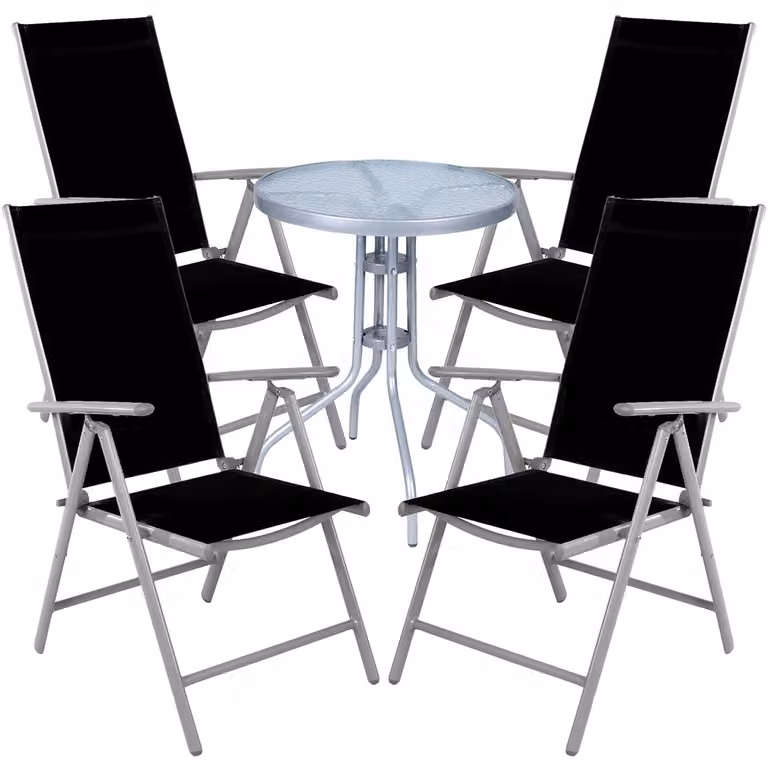 Set da bistrot, 5 pezzi, grigio argento / nero