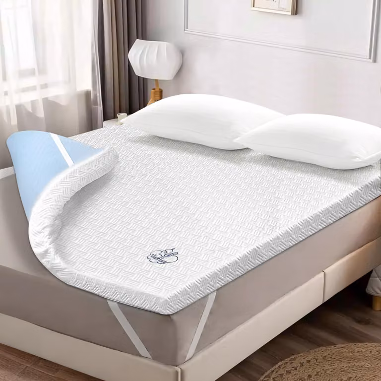 Topper per materasso, dimensioni 90x190 cm, altezza 5 cm, realizzato in memory foam, con rivestimento antiacaro