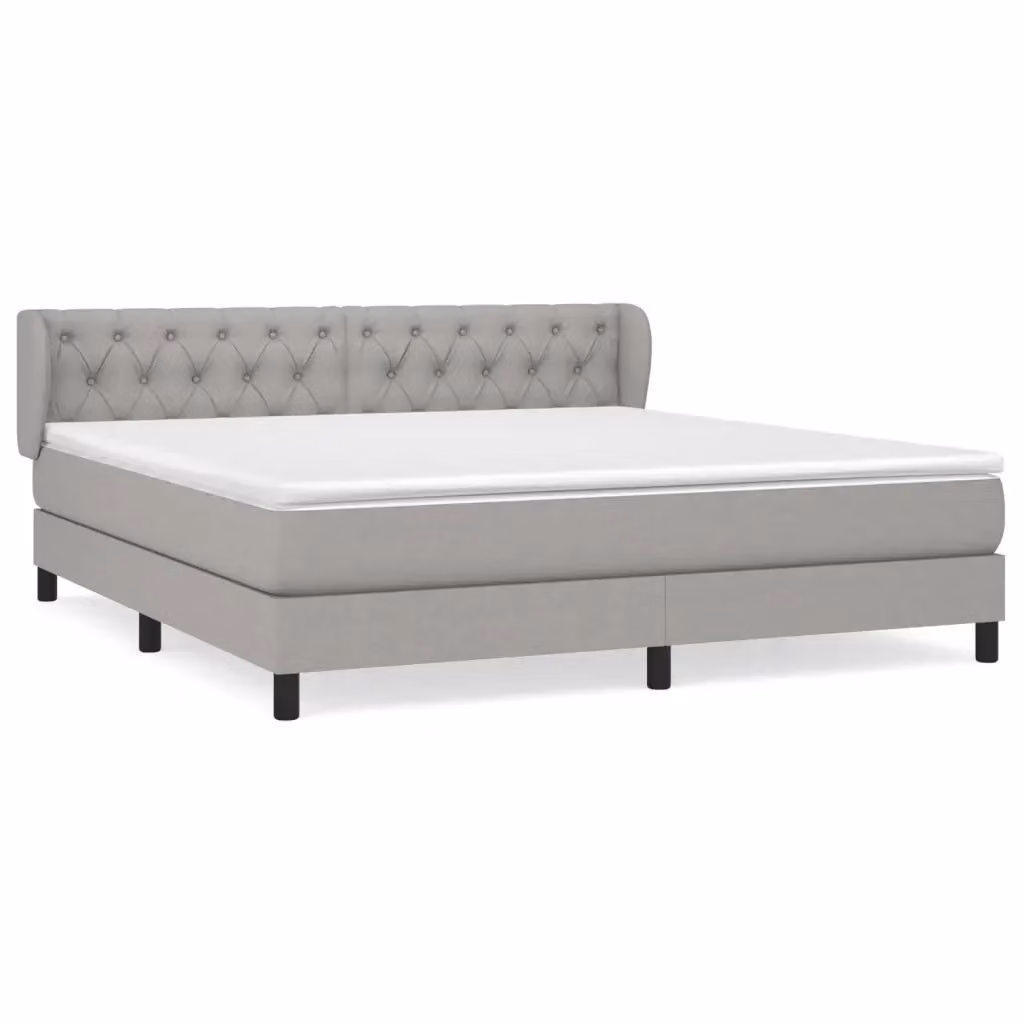 Giroletto a molle con materasso vidaXL in tessuto grigio chiaro e bianco, L/P: 160 x 200 cm – 2