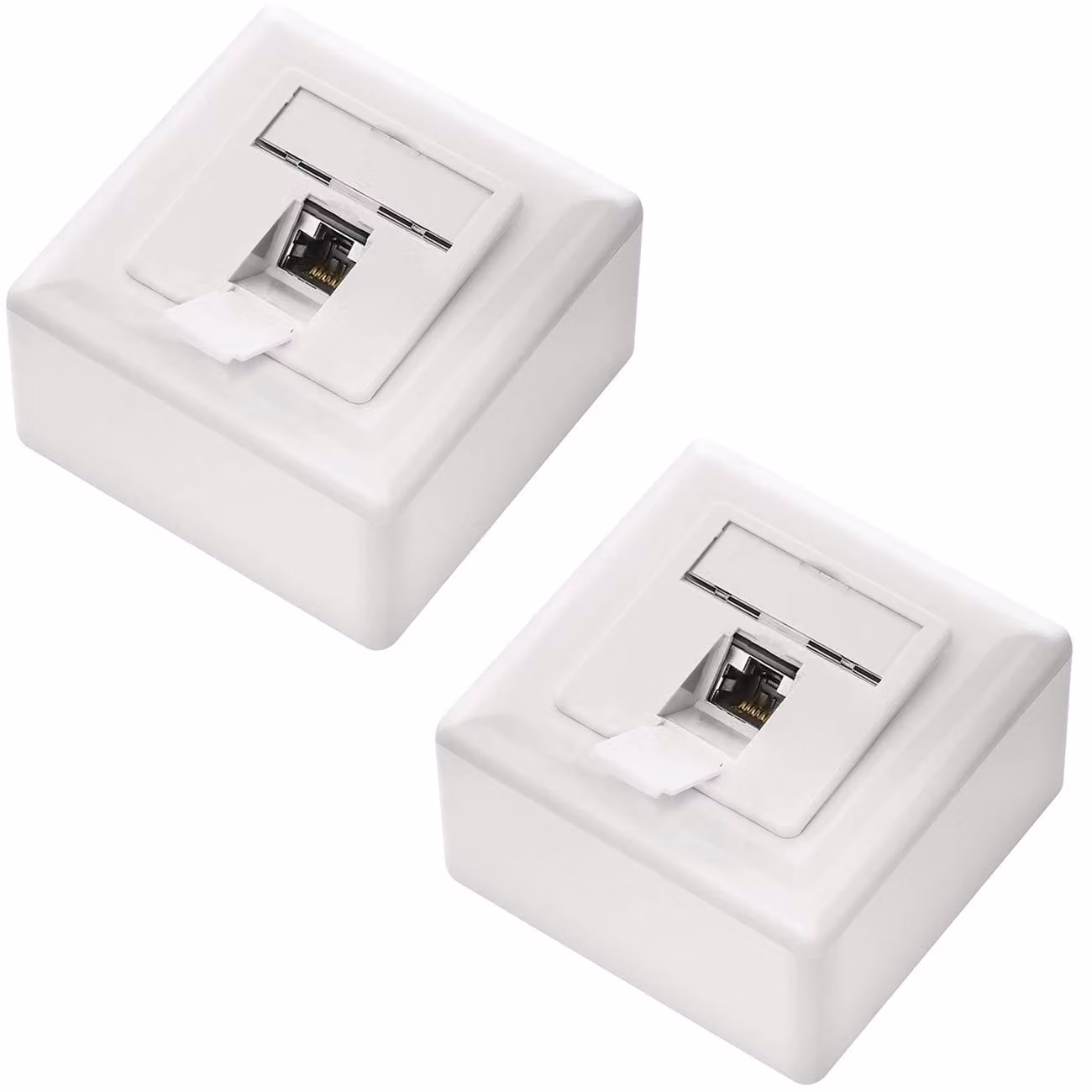 deleyCON, modulo di rete universale CAT6a, 1 porta RJ45 schermata, confezione da 2, colore bianco