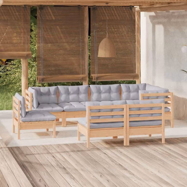 Maison Exclusive - Set Divani da Giardino 8 pz con Cuscini Grigi Massello di Pino
