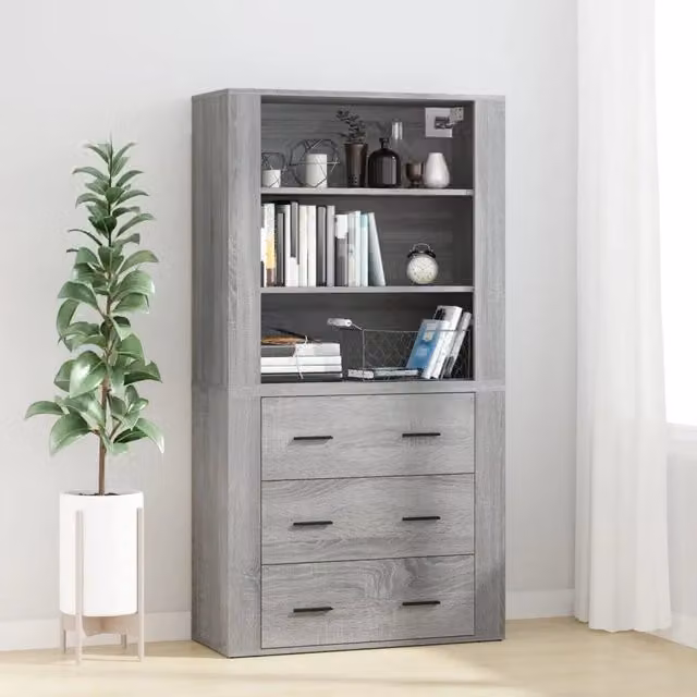 Credenza-Buffet-Armadio da cucina Grigio Sonoma in Legno Multistrato 900610