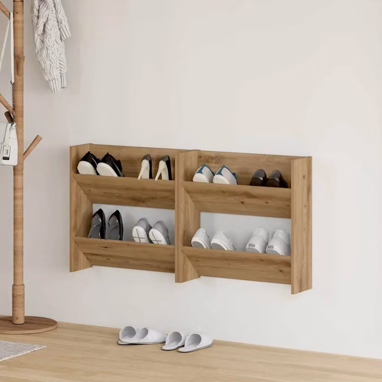 Set di 2 mobili porta scarpe vidaXL in legno marrone con ripiani piatti e design moderno L/P/H: 60 x 18 x 60 cm