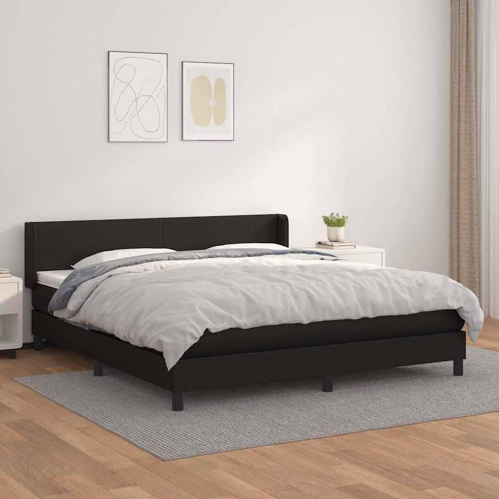 vidaXL Giroletto a Molle con Materasso in Similpelle Nero L/P/H: 160 x 200 x 88 cm – 1