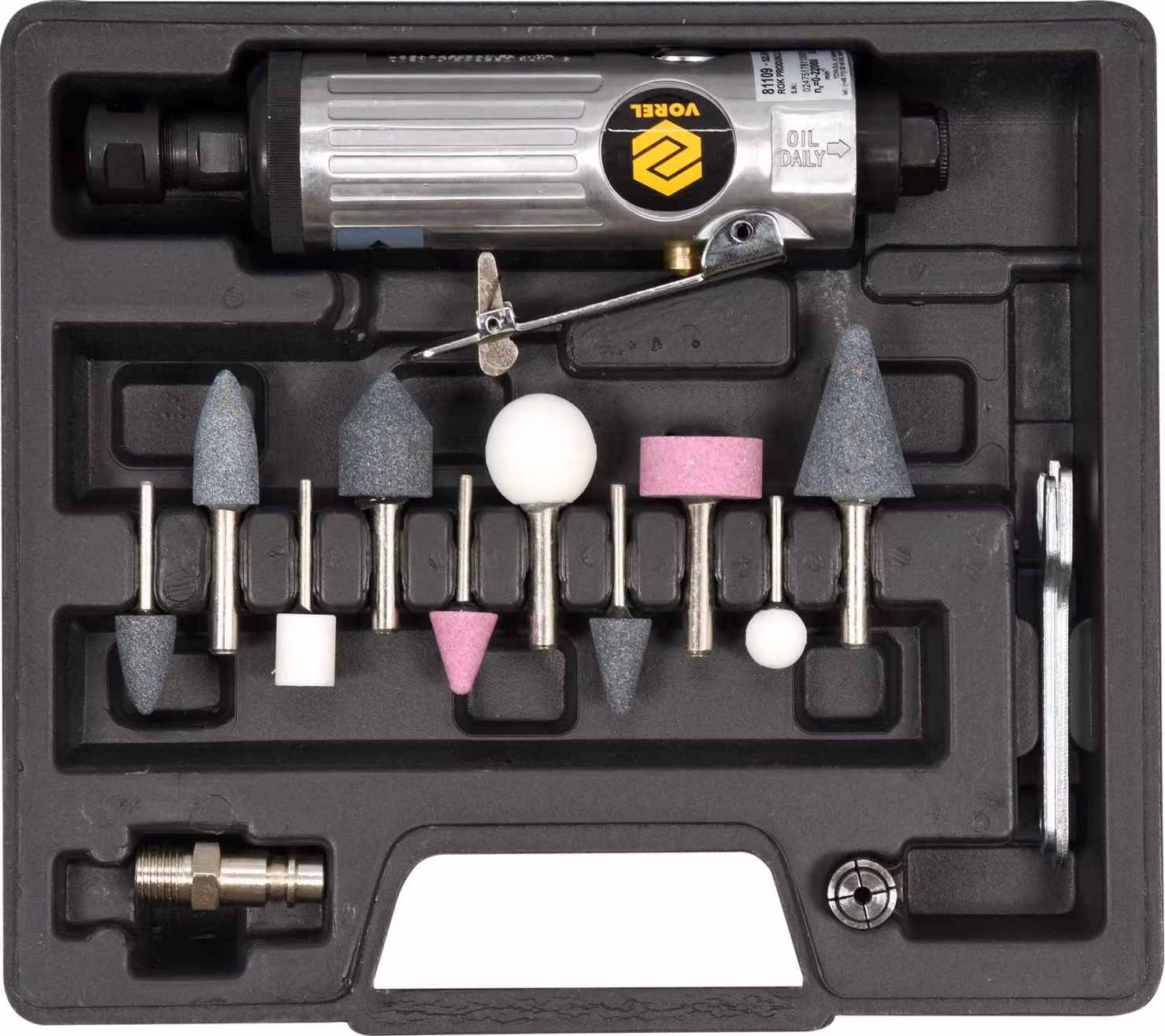 Levigatrice pneumatica diritta con set di accessori