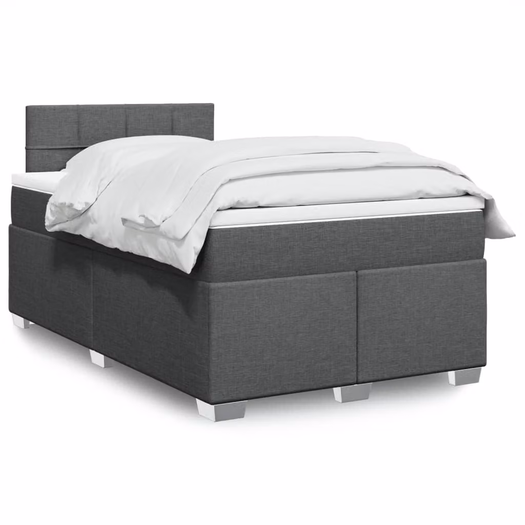 vidaXL Giroletto a Molle con Materasso Ibrido in Tessuto Grigio e Bianco L/P/H: 120 x 190 cm