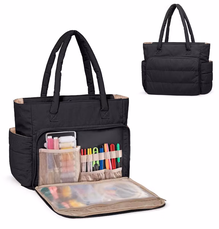 Borsa organizer Stickprojekt, colore nero, dimensioni 36,8 x 12,7 x 30,5 cm