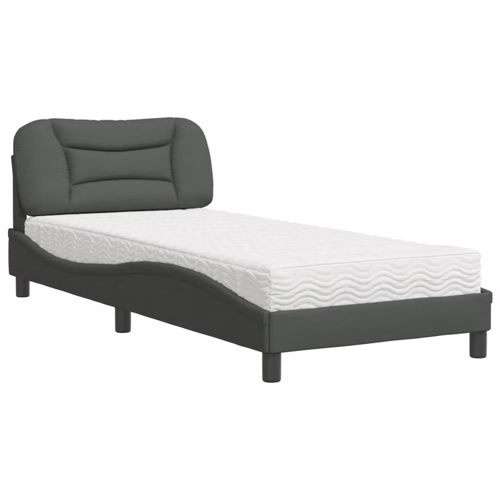 Letto con Materasso Hvar Grigio Scuro 90x200 cm in Tessuto