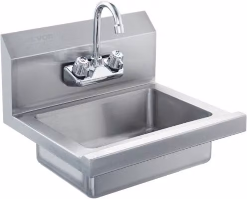 Lavello commerciale VEVOR in acciaio inossidabile con rubinetto, colore argento, L: 43,2 cm, P: 38,1 cm, H: 33,0 cm