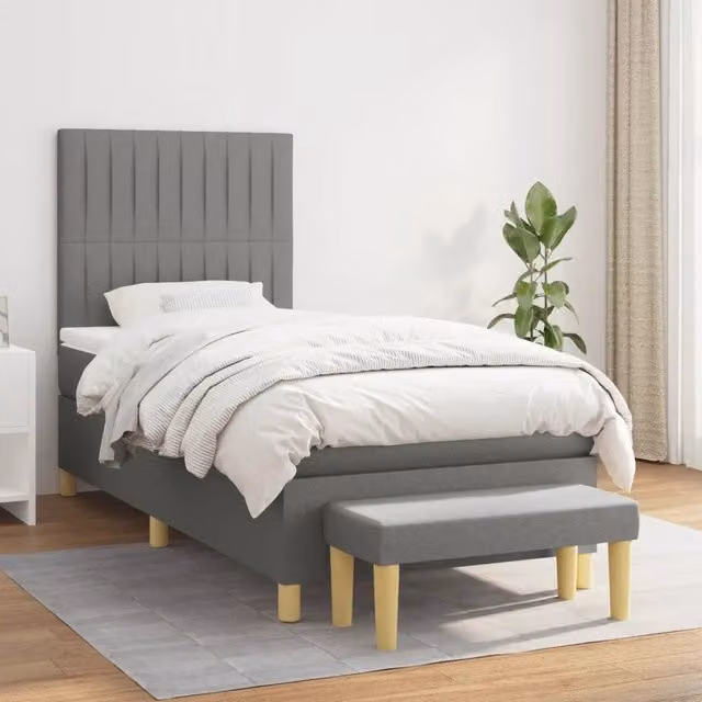 Letto Ibrido con Giroletto a Molle e Materasso vidaXL, Grigio e Bianco, L/P/H: 90 x 190 x 128 cm