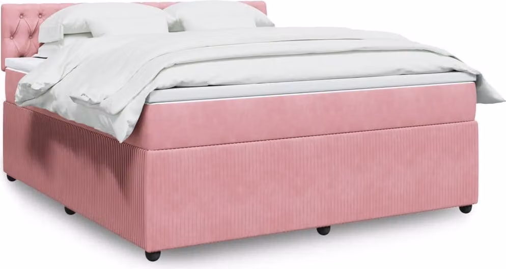 Maison Exclusive - Giroletto a Molle con Materasso Rosa 180x200 cm in Velluto
