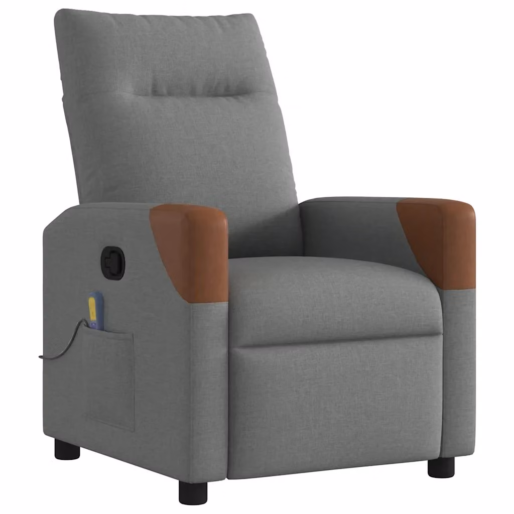 Poltrona relax reclinabile vidaXL in tessuto grigio e marrone con braccioli e leva manuale – 2