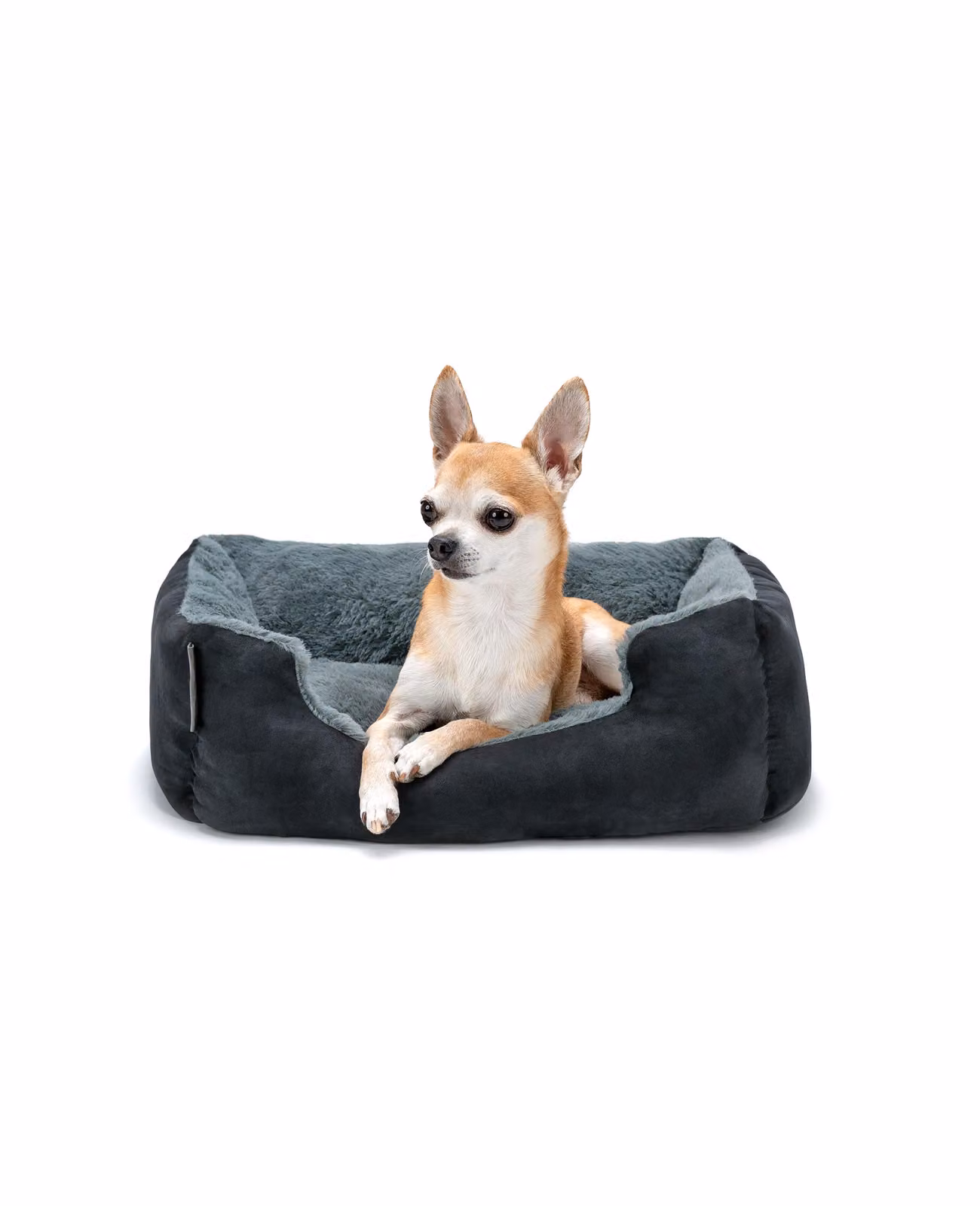 lettino per cani lionto, morbido lettino con cuscino reversibile rimovibile e base antiscivolo, 50x37 cm, nero/grigio